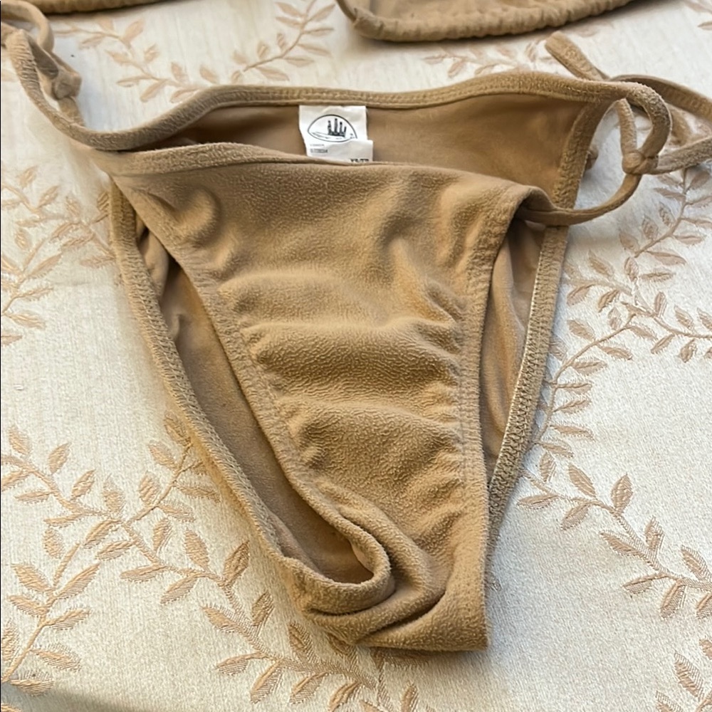 Body Glove Tan Bikini Top suede like material sexy nude color great condition - Picture 4 of 5